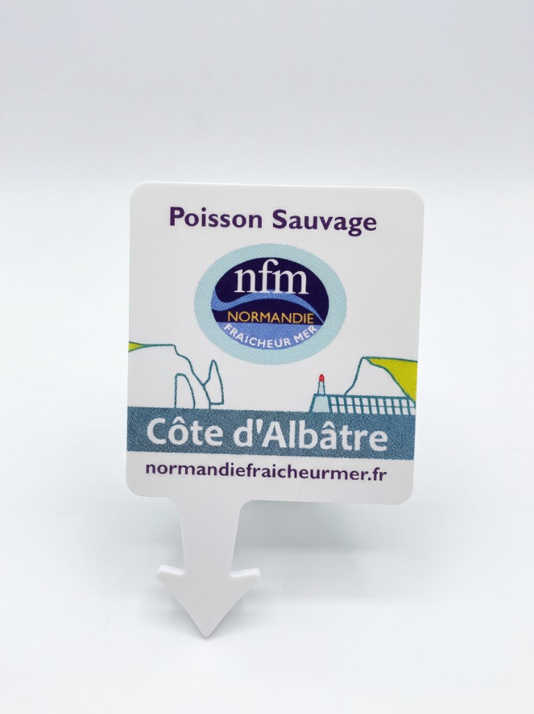 Étiquette du label Poisson Sauvage - Normandie Fraîcheur Mer, Côte d'Albâtre